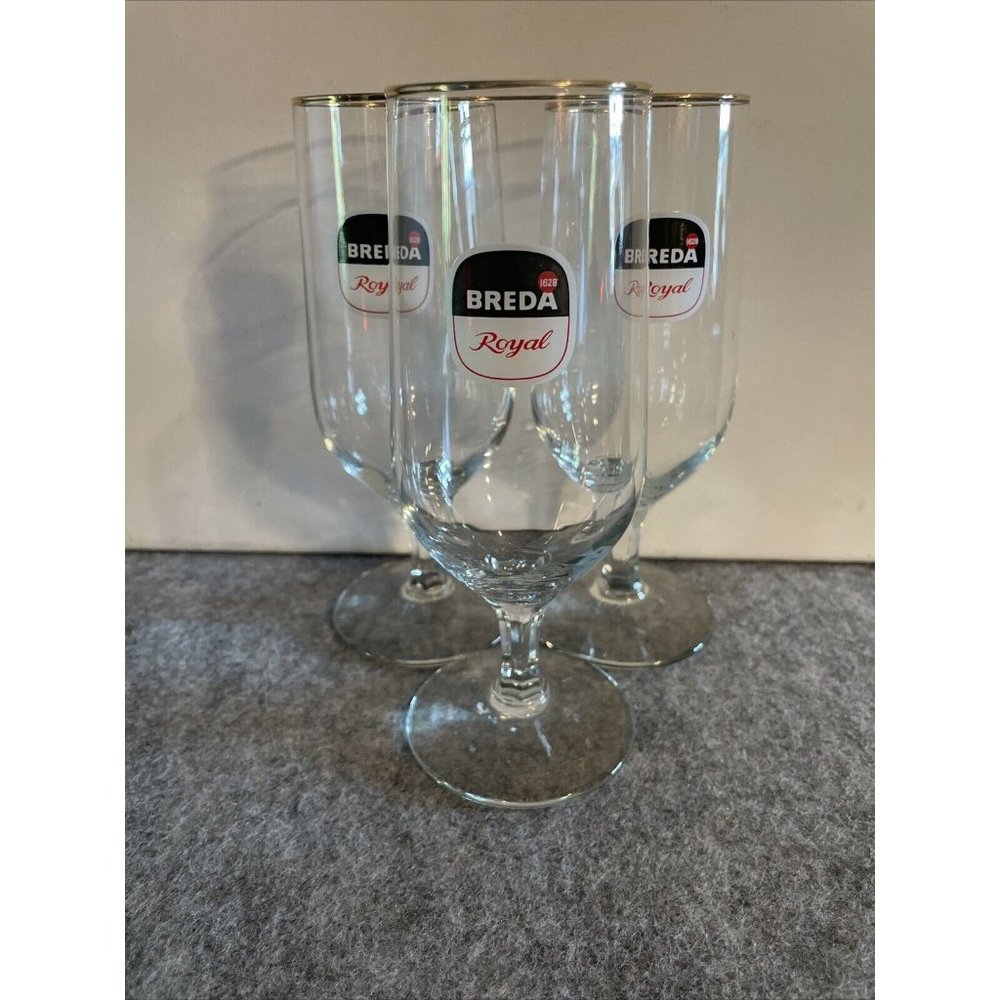 3 Breda 1628 Stemmed Glasses with Gold Rim # 574